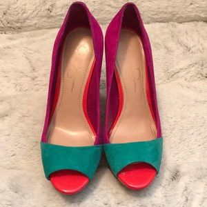 Suede Color block Wedges